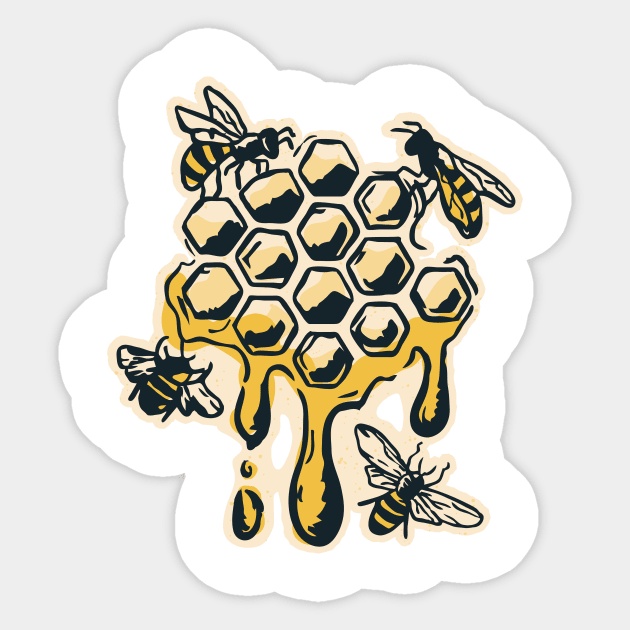 Bees On A Honey Comb Sticker by LindenDesigns